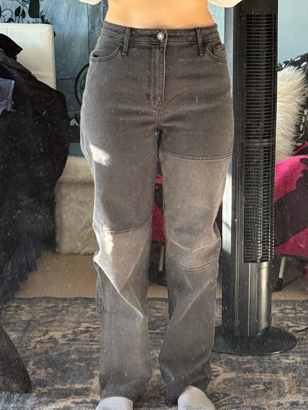 Black Hollister Ultra High-Rise Dad Jean ✮ Patchwork